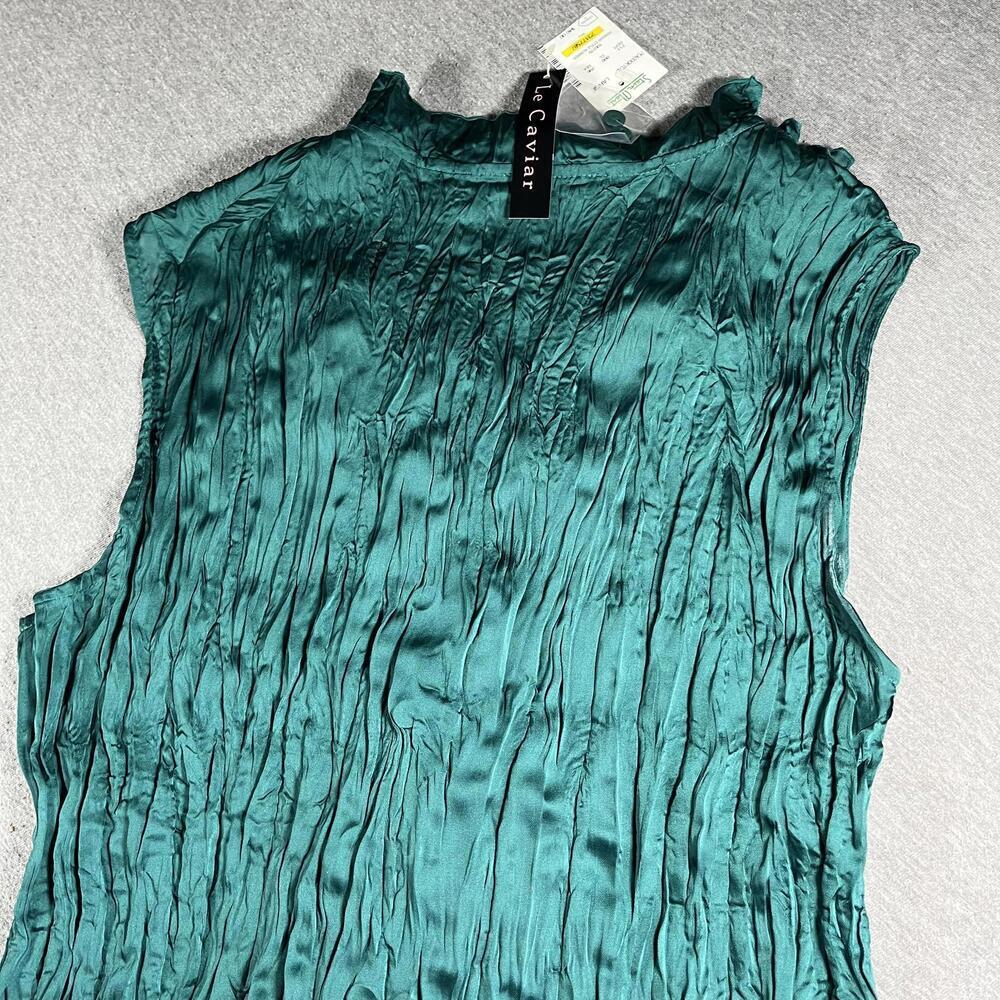 NWT Le Caviar Women's Large Sleeveless Ruffled Blouse Top Large “Peacock Teal” - Picture 7 of 9
